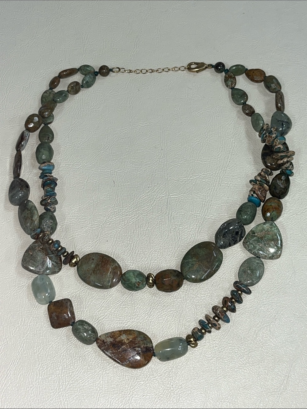 Double-Strand Green Semi-Precious Stone Necklace